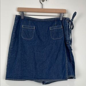 Liz Claiborne Women’s 12 Denim Wrap Skirt Jean Lizwear 90s Skort Shorts Y2K